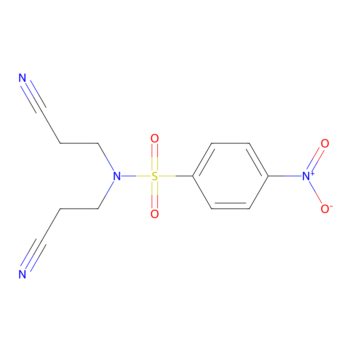 N,N-bis(2-cyanoethyl)-4-nitrobenzenesulfonamide molecular structure, CAS 106949-45-5
