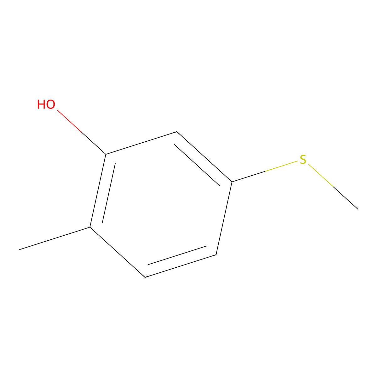 2-Methyl-5-(methylthio)phenol molecular structure, CAS 106949-89-7