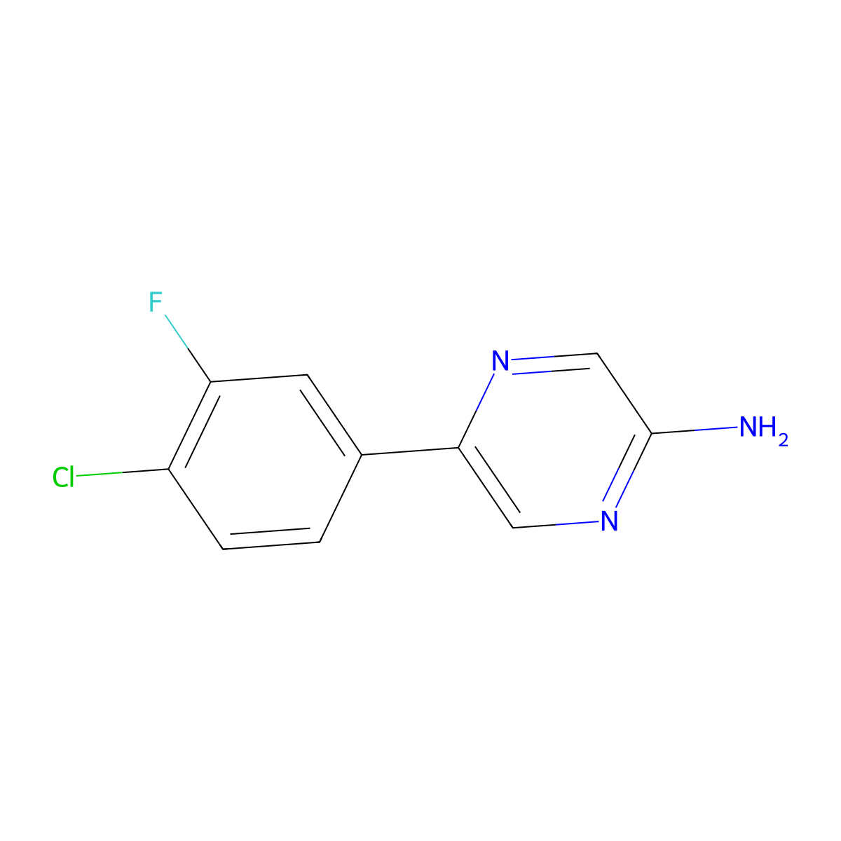 5-(4-Chloro-3-fluorophenyl)pyrazin-2-amine molecular structure, CAS 1069494-45-6