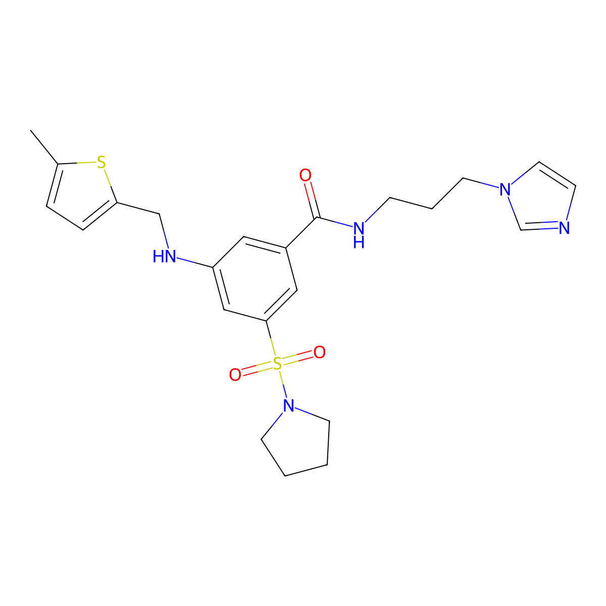 N-[3-(1H-imidazol-1-yl)propyl]-3-{[(5-methyl-2-thienyl)methyl]amino}-5-(1-pyrrolidinylsulfonyl)benzamide molecular structure, CAS 1069591-84-9