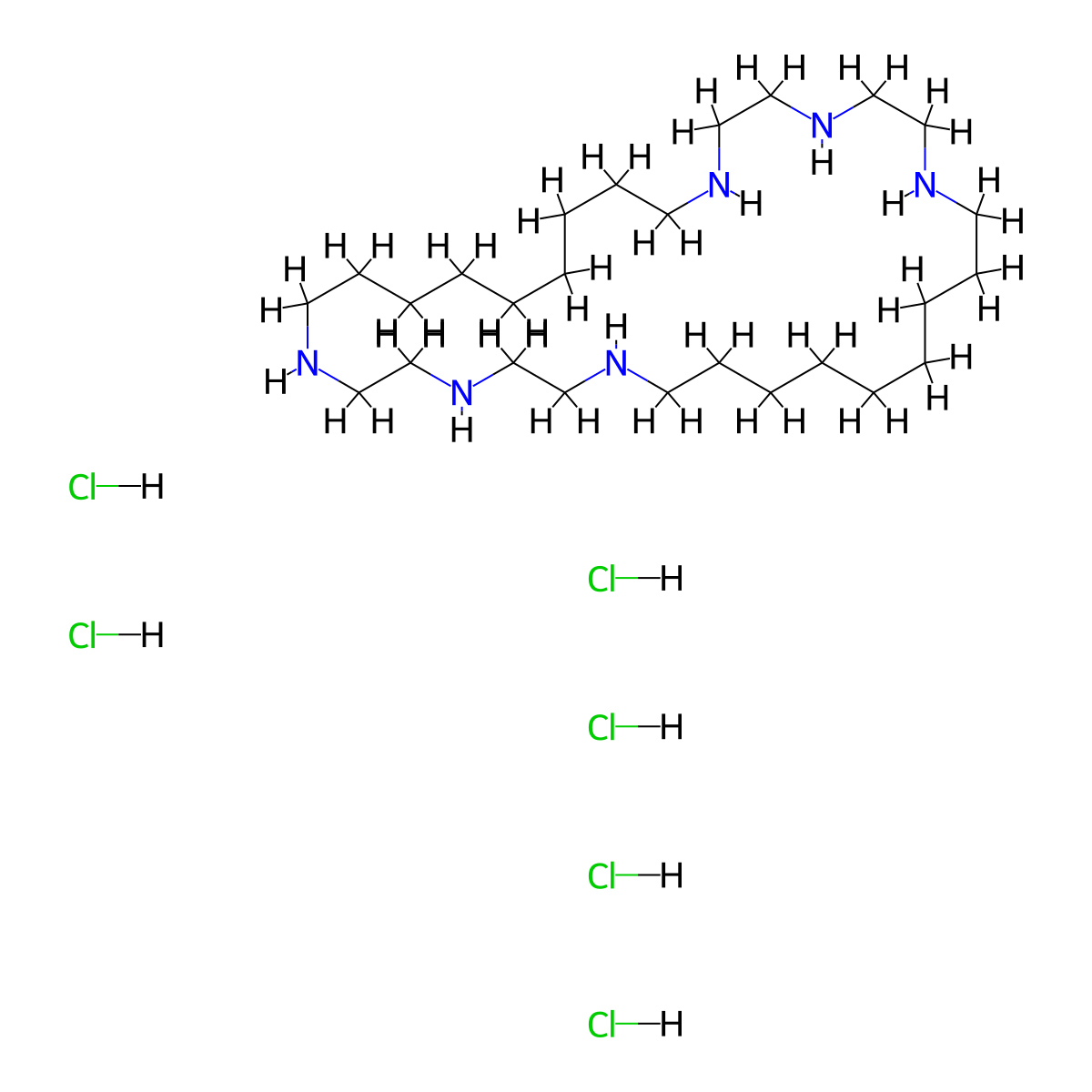 1,4,7,17,20,23-Hexaaza-cyclodotriacontane hydrochloride molecular structure, CAS 106961-22-2