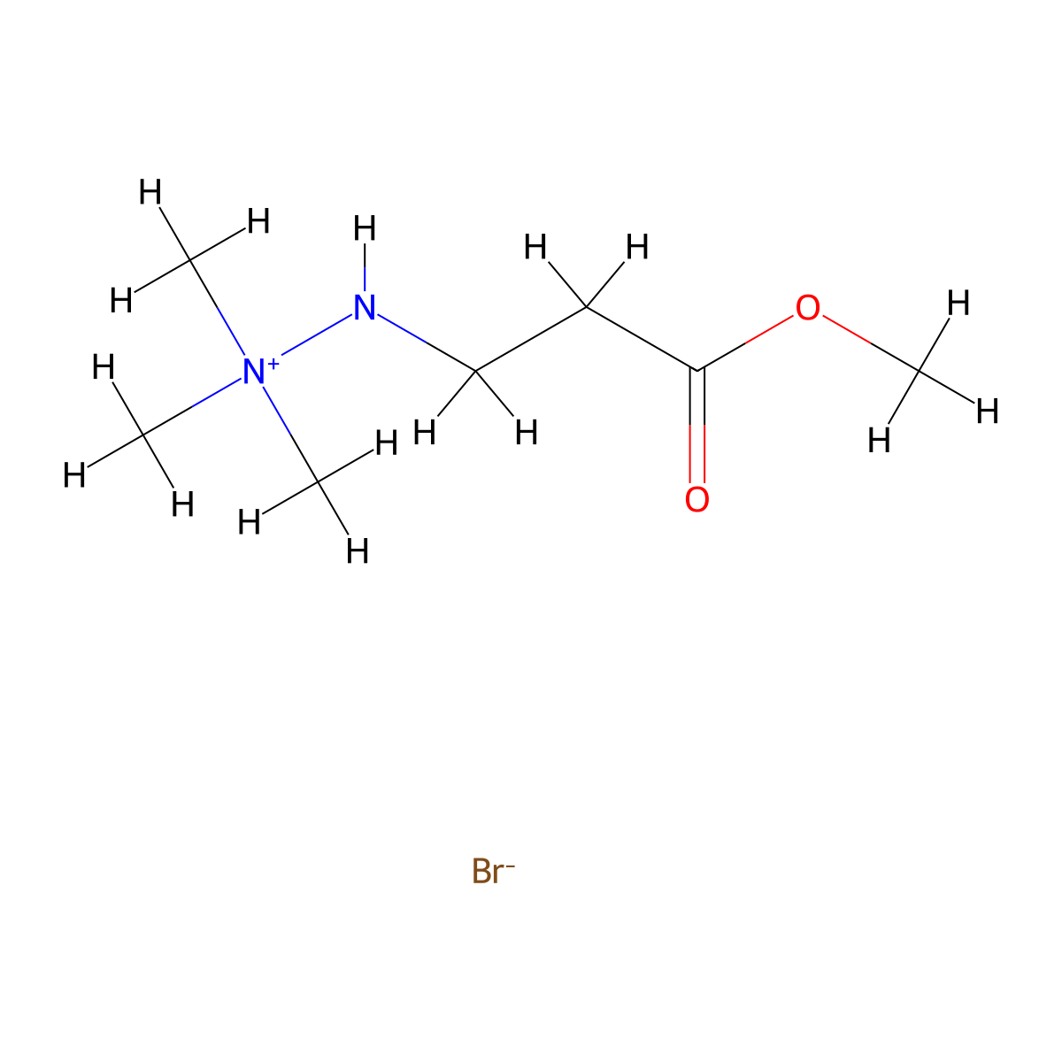 2-(3-Methoxy-3-oxopropyl)-1,1,1-trimethylhydrazinium bromide molecular structure, CAS 106966-25-0