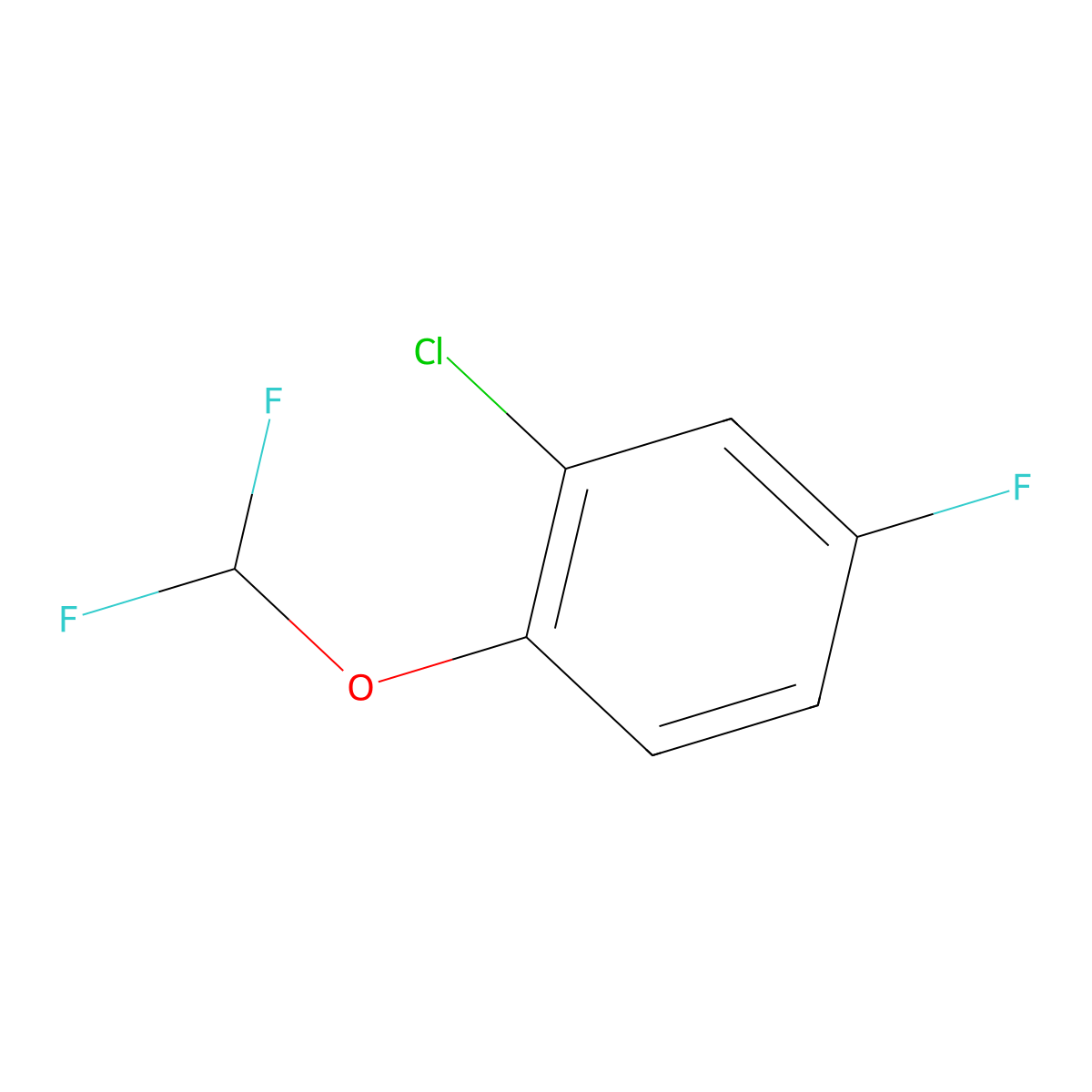 1-Chloro-2-difluoromethoxy-5-fluorobenzene molecular structure, CAS 106969-09-9