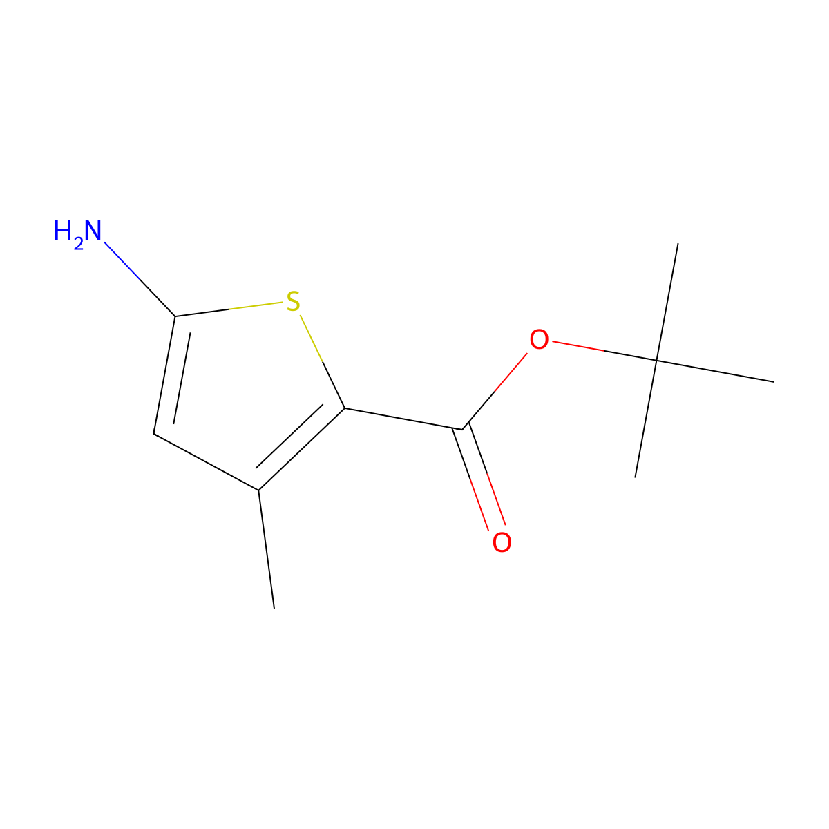 Tert-butyl 5-amino-3-methylthiophene-2-carboxylate molecular structure, CAS 106971-12-4