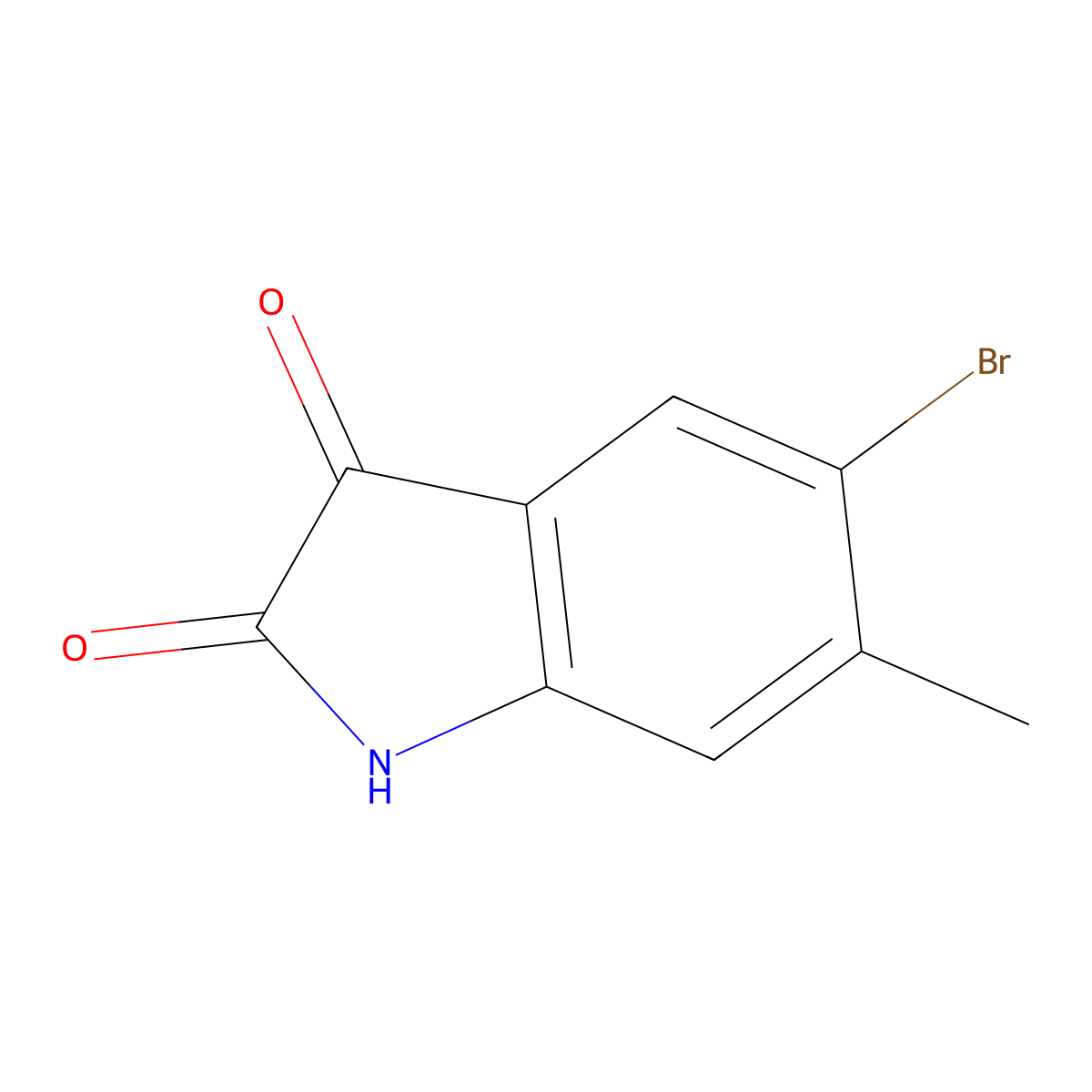 5-Bromo-6-methylindoline-2,3-dione molecular structure, CAS 106976-23-2