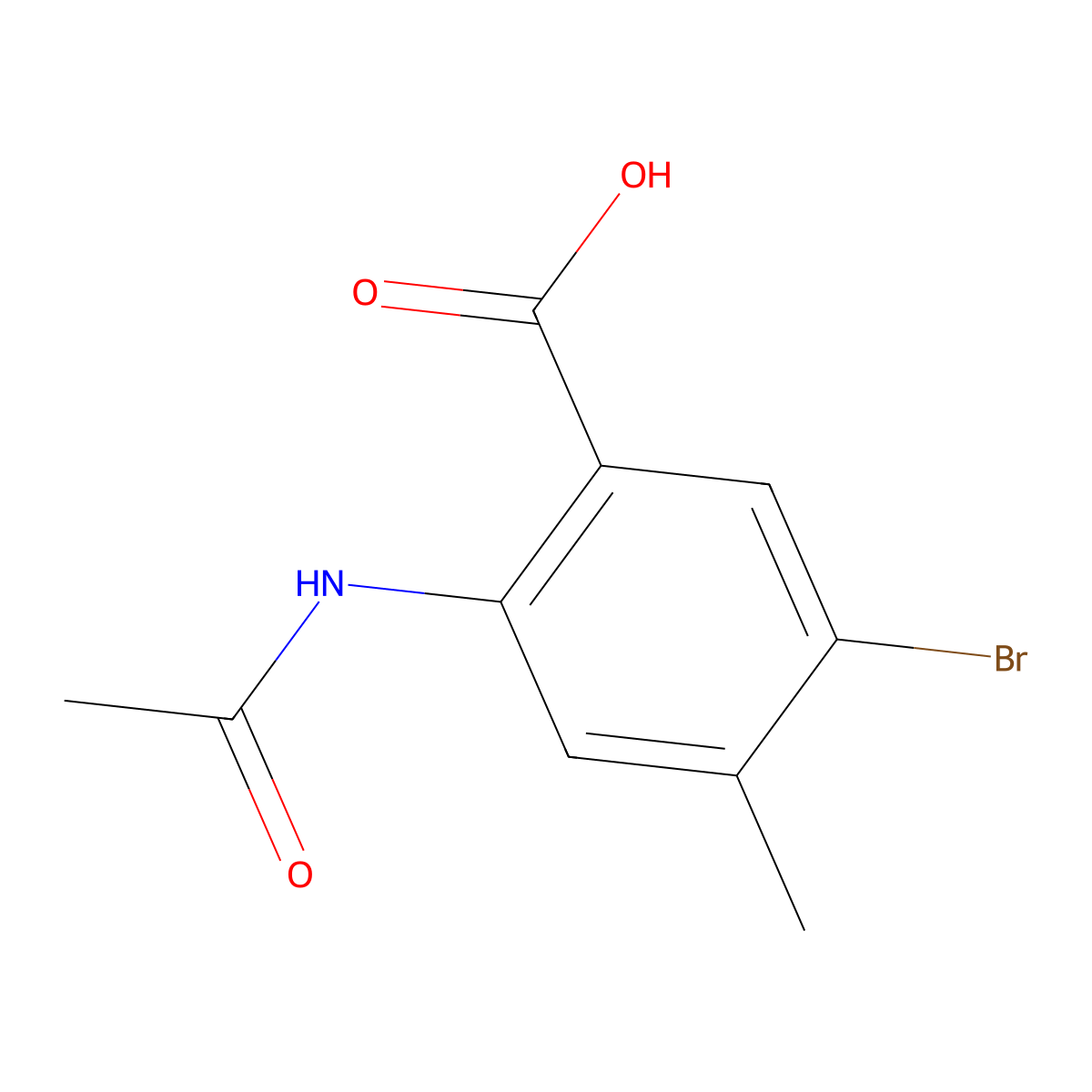 5-Bromo-2-acetamido-4-methylbenzoic acid molecular structure, CAS 106976-25-4