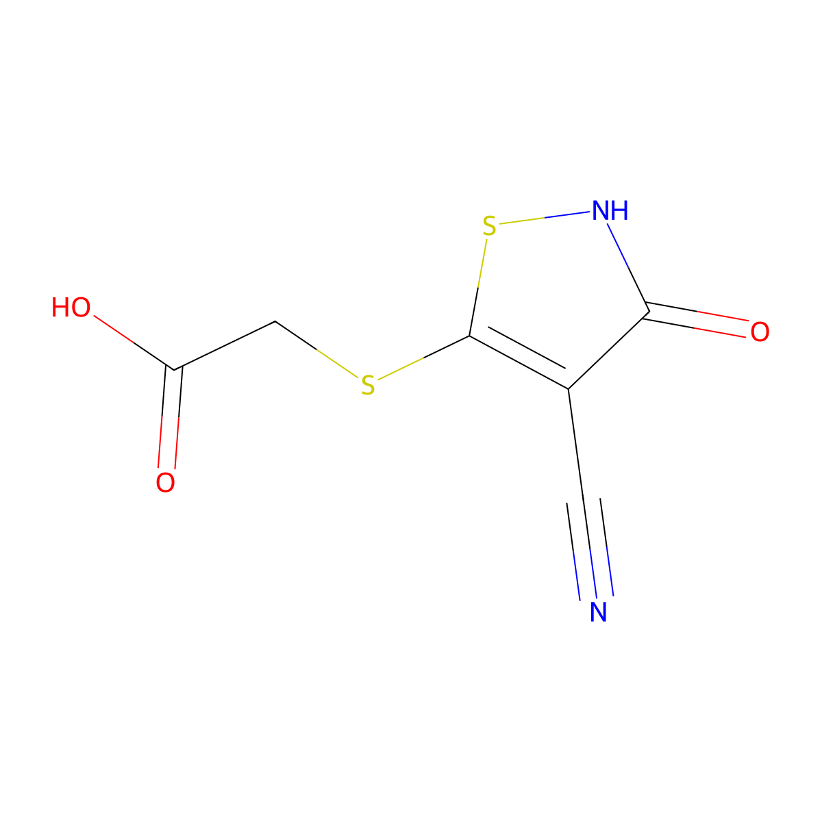 2-[(4-Cyano-3-hydroxy-1,2-thiazol-5-yl)sulfanyl]acetic acid molecular structure, CAS 106981-13-9