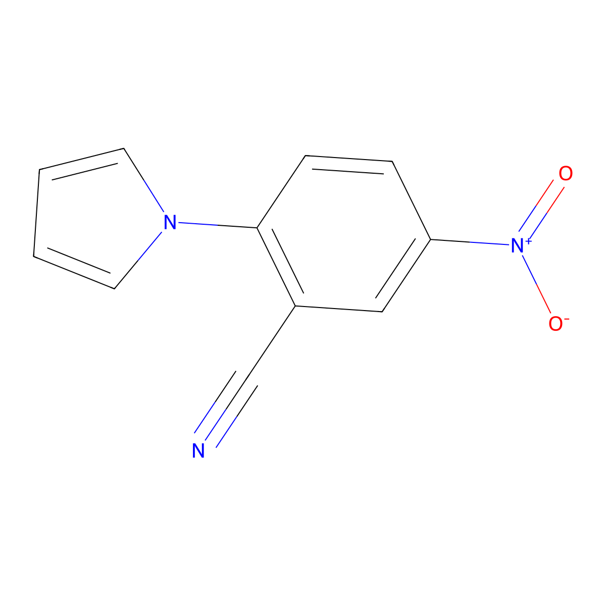 5-nitro-2-(1H-pyrrol-1-yl)benzonitrile molecular structure, CAS 106981-59-3