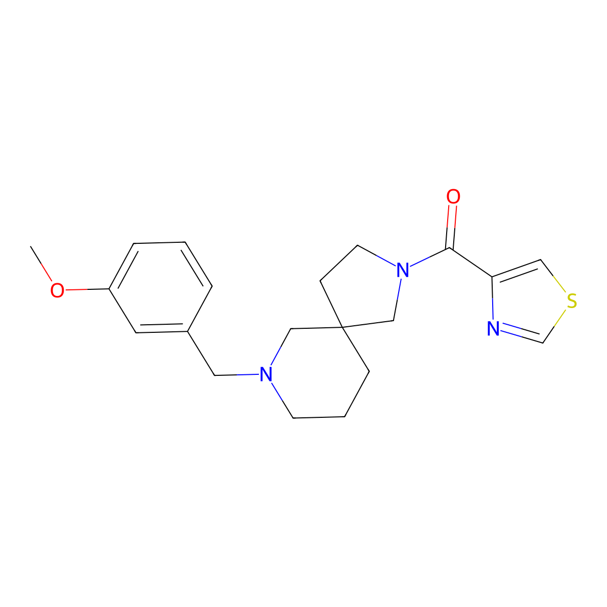 (7-(3-Methoxybenzyl)-2,7-diazaspiro[4.5]decan-2-yl)(thiazol-4-yl)methanone molecular structure, CAS 1069821-48-2