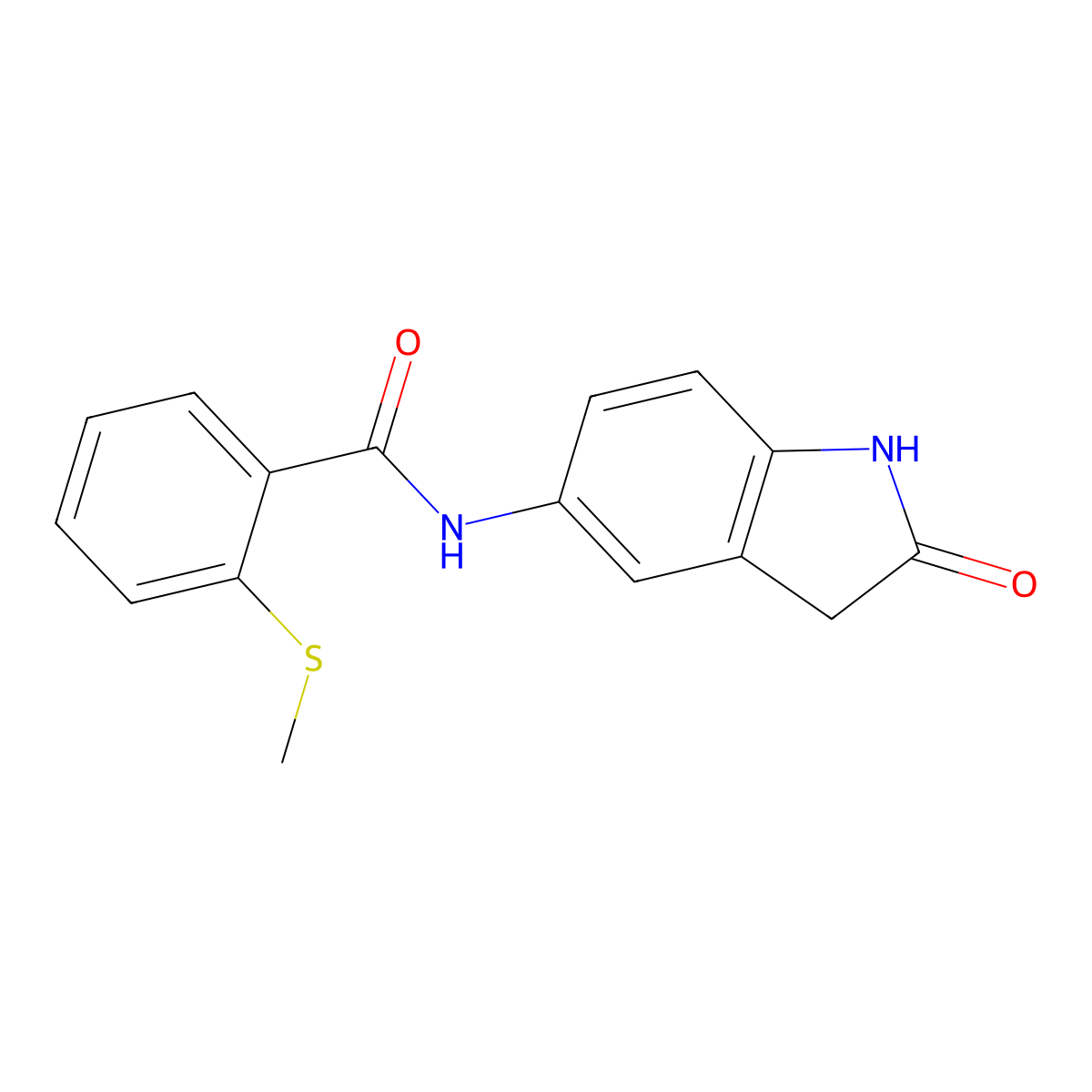 2-(methylthio)-N-(2-oxoindolin-5-yl)benzamide molecular structure, CAS 1069833-02-8