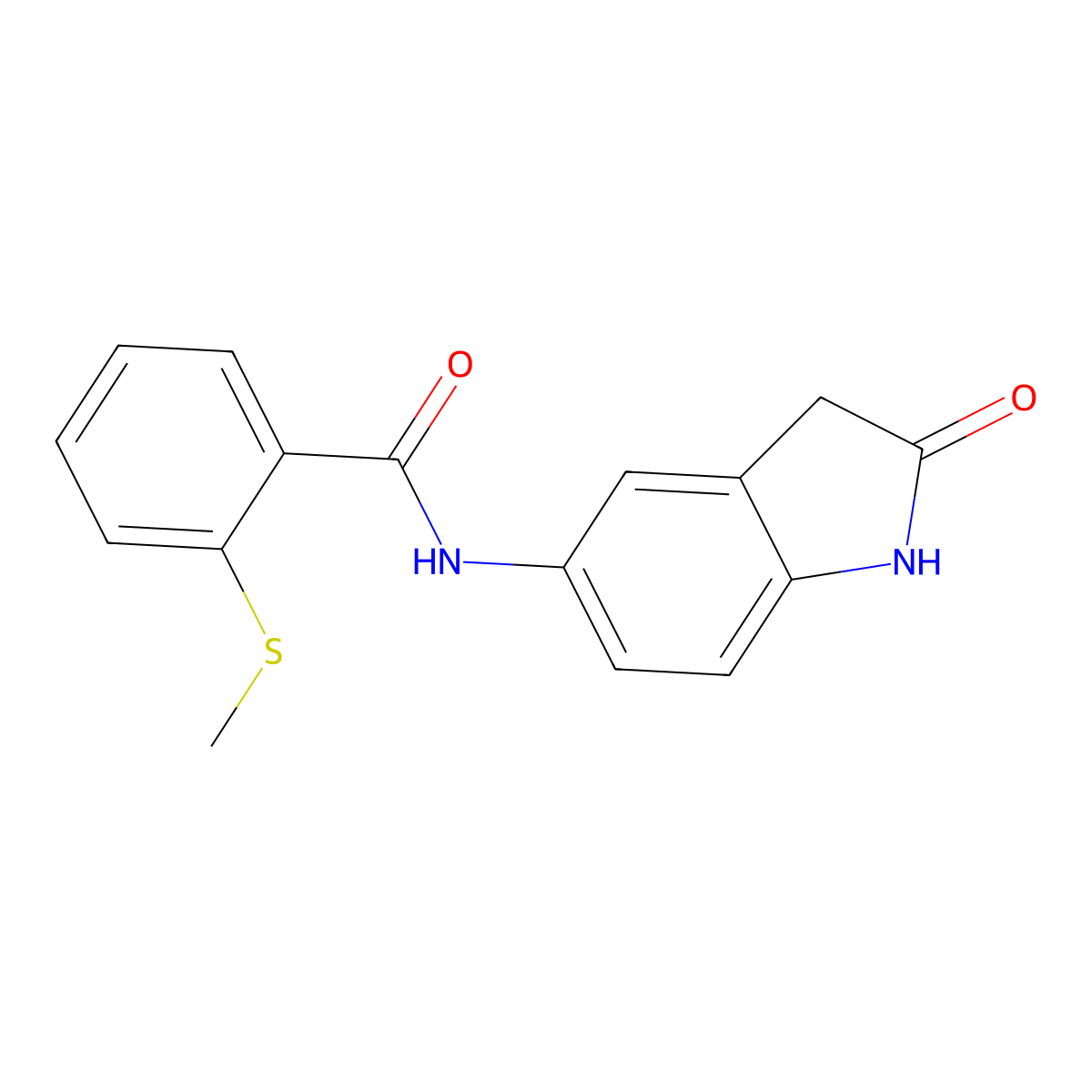 2-(methylthio)-N-(2-oxoindolin-5-yl)benzamide molecular structure, CAS 1069833-02-8