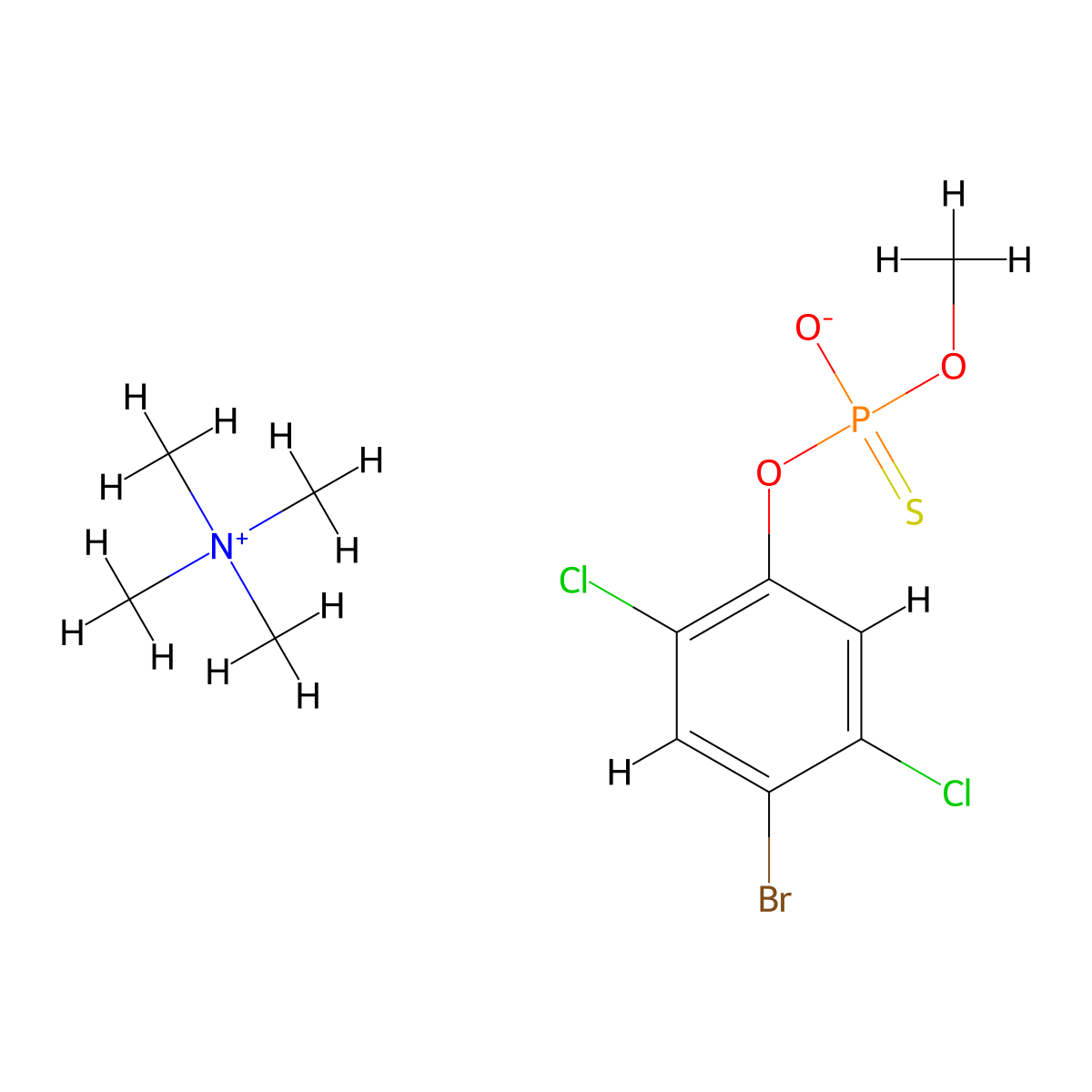 N,N,N-Trimethylmethanaminium O-(4-bromo-2,5-dichlorophenyl) O-methyl phosphorothioate molecular structure, CAS 106985-58-4