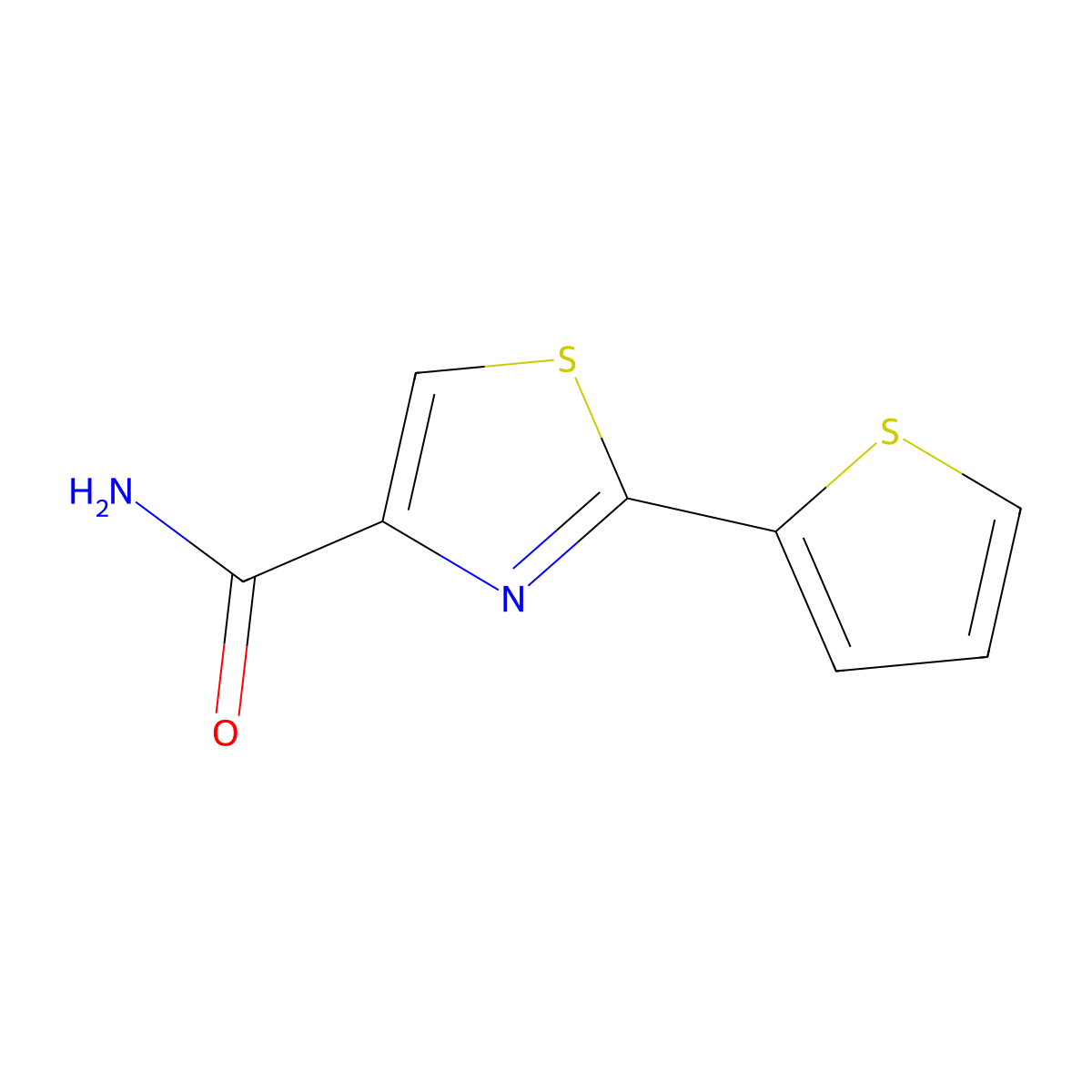 2-Thiophen-2-yl-1,3-thiazole-4-carboxamide molecular structure, CAS 1069900-39-5