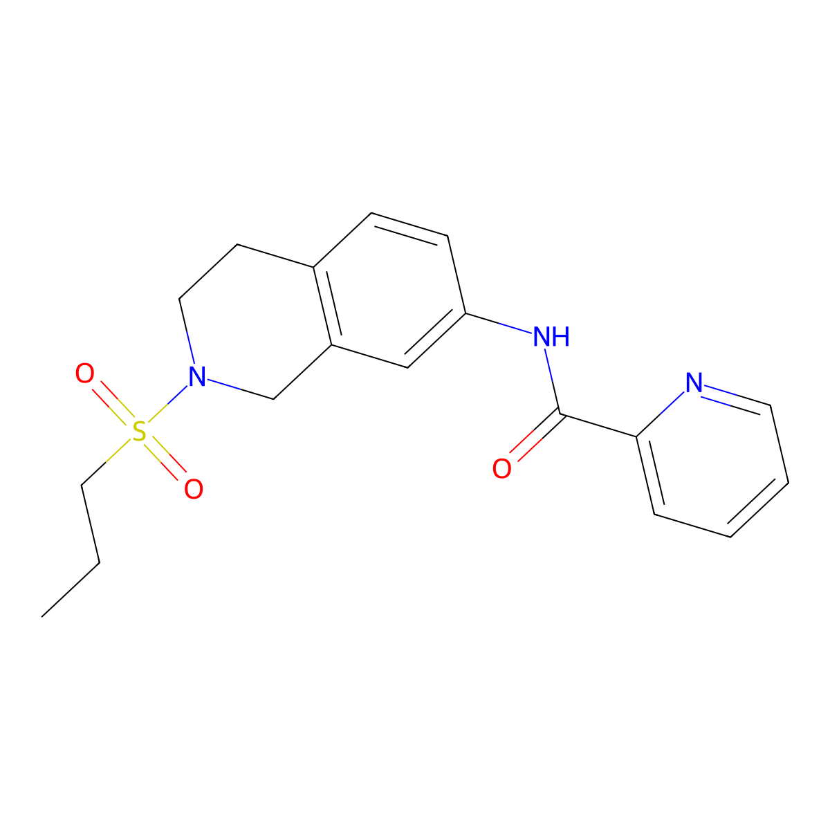 N-(2-(propylsulfonyl)-1,2,3,4-tetrahydroisoquinolin-7-yl)picolinamide molecular structure, CAS 1069934-11-7