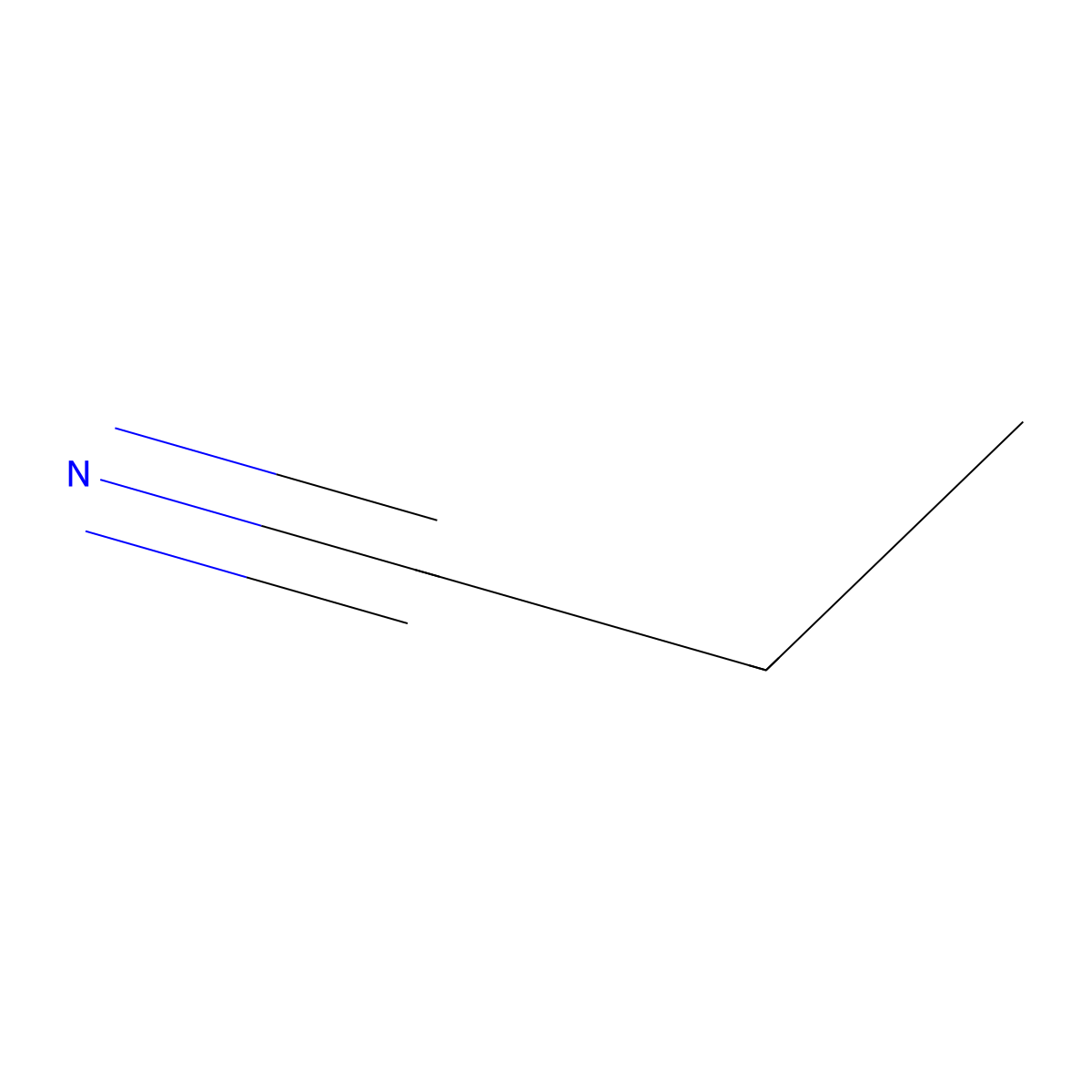 Propionitrile molecular structure, CAS 107-12-0
