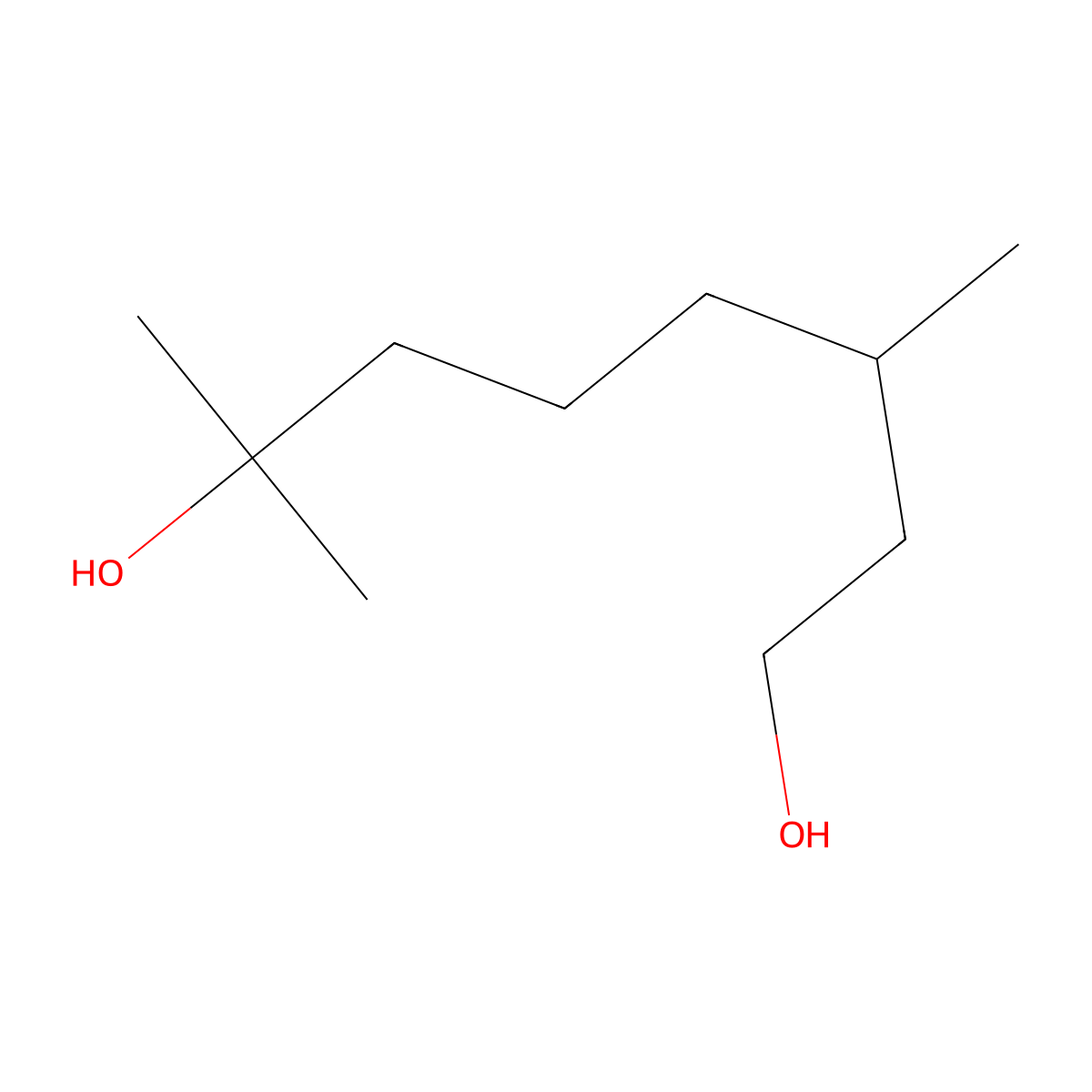 3,7-Dimethyl-1,7-octanediol molecular structure, CAS 107-74-4