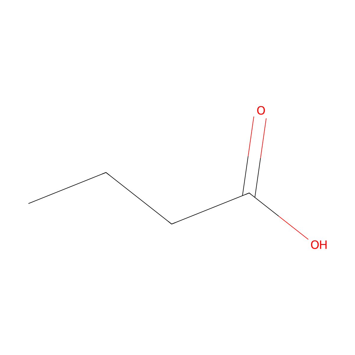 Butyric Acid molecular structure, CAS 107-92-6