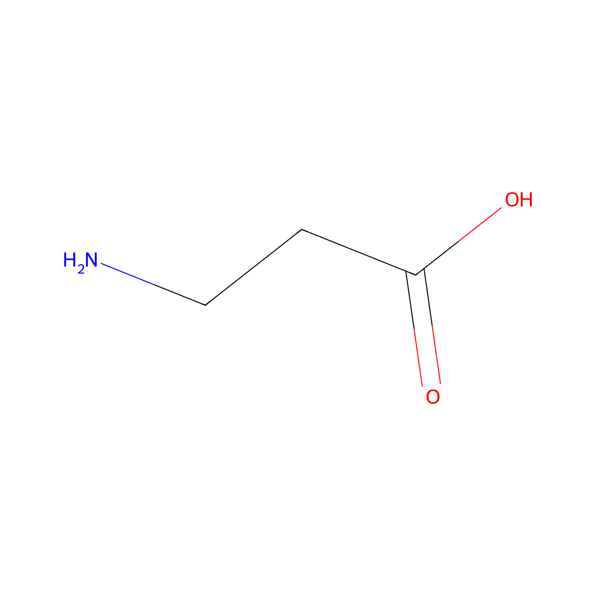 Beta-Alanine molecular structure, CAS 107-95-9