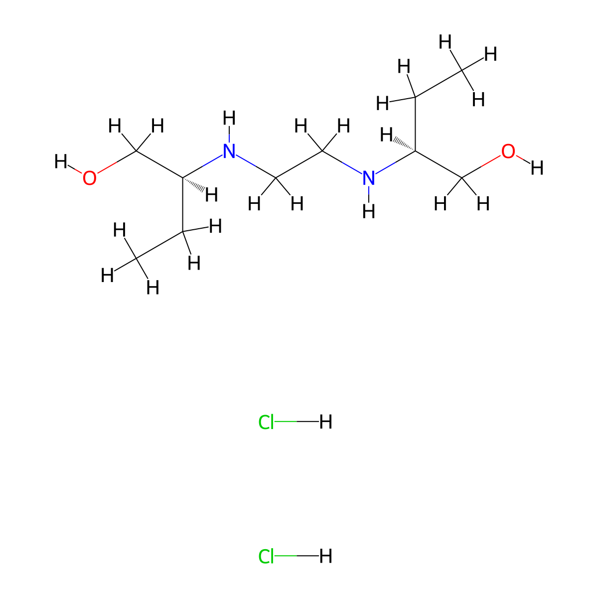 Ethambutol Hydrochloride molecular structure, CAS 1070-11-7