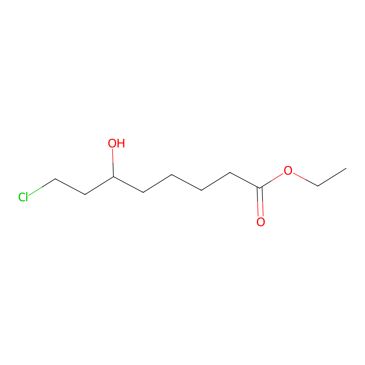Octanoic acid, 8-chloro-6-hydroxy-, ethyl ester molecular structure, CAS 1070-65-1