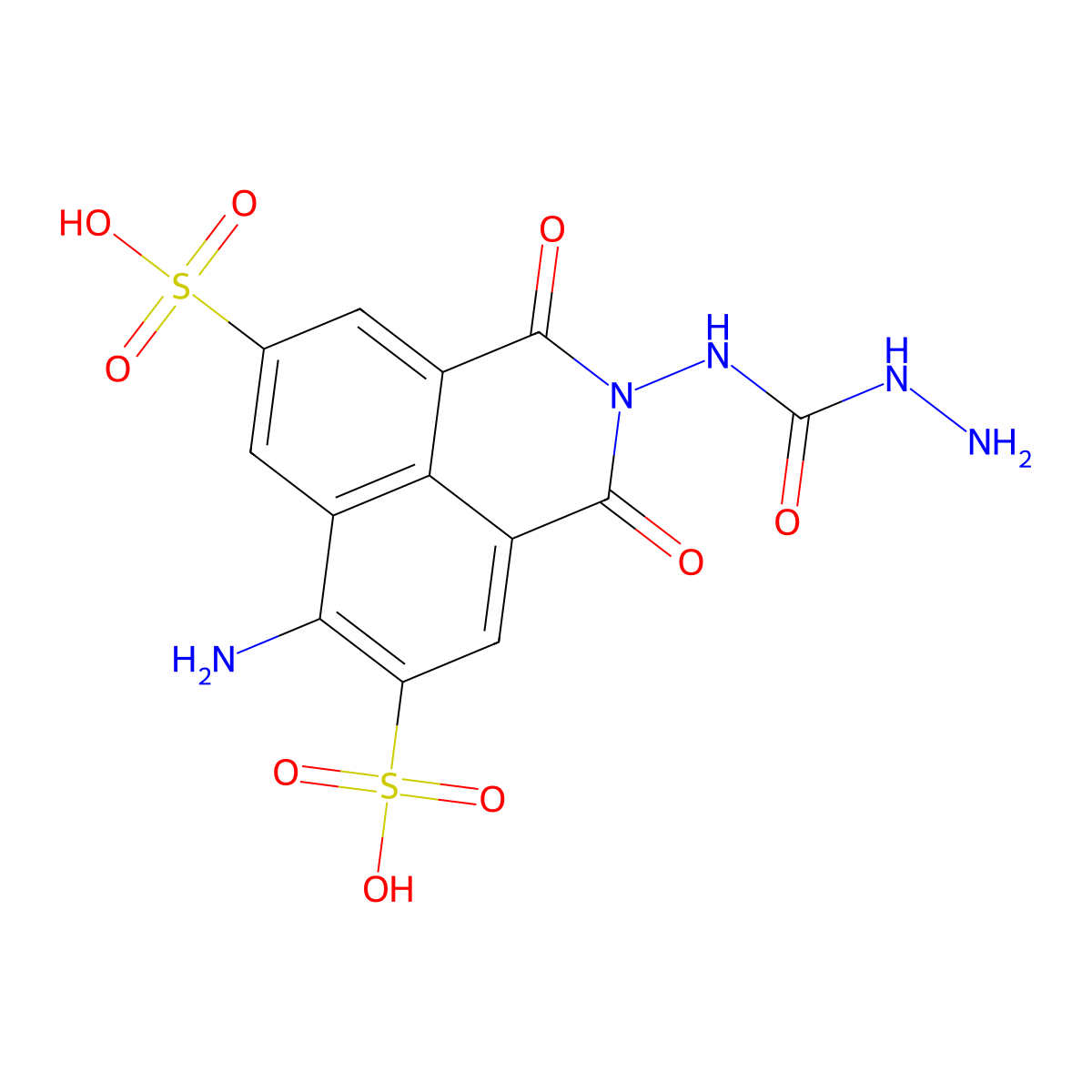 6-Amino-2-(hydrazinecarbonylamino)-1,3-dioxobenzo[de]isoquinoline-5,8-disulfonic acid molecular structure, CAS 107014-63-1