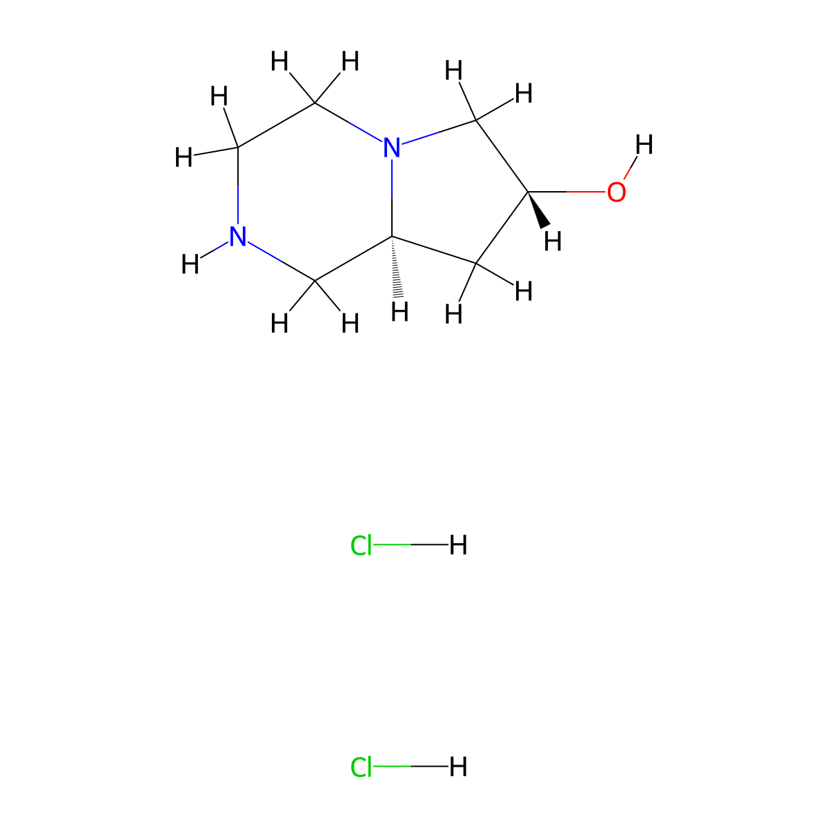 (7R,8aS)-1,2,3,4,6,7,8,8a-octahydropyrrolo[1,2-a]pyrazin-7-ol;dihydrochloride molecular structure, CAS 1070165-89-7