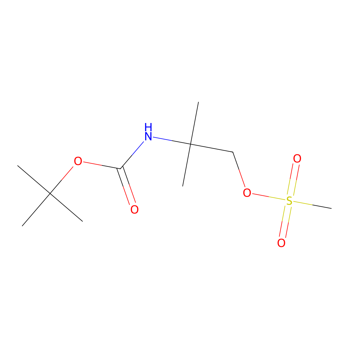 Methanesulfonic acid 2-tert-butoxycarbonylamino-2-methyl-propyl ester molecular structure, CAS 107017-68-5