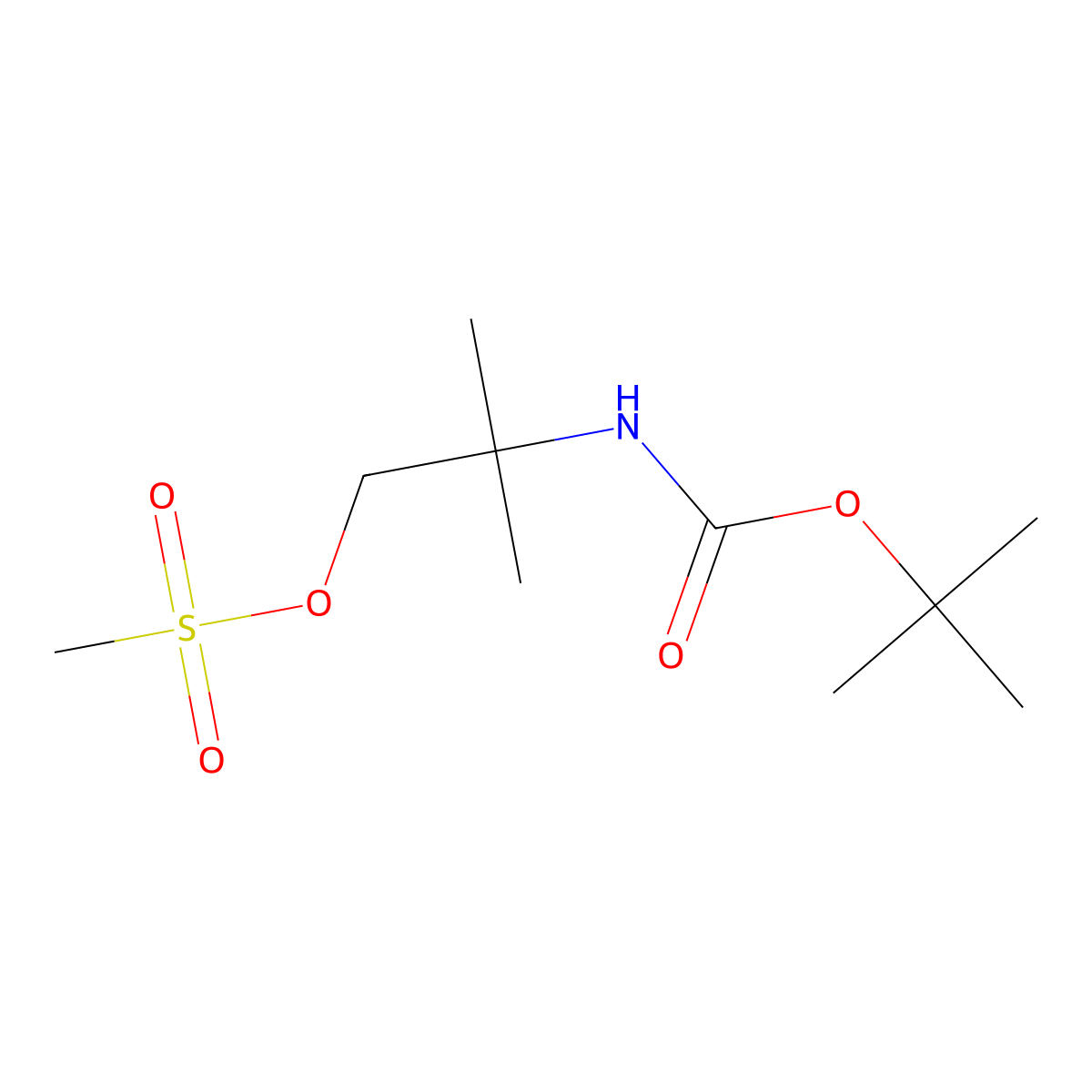 Methanesulfonic acid 2-tert-butoxycarbonylamino-2-methyl-propyl ester molecular structure, CAS 107017-68-5