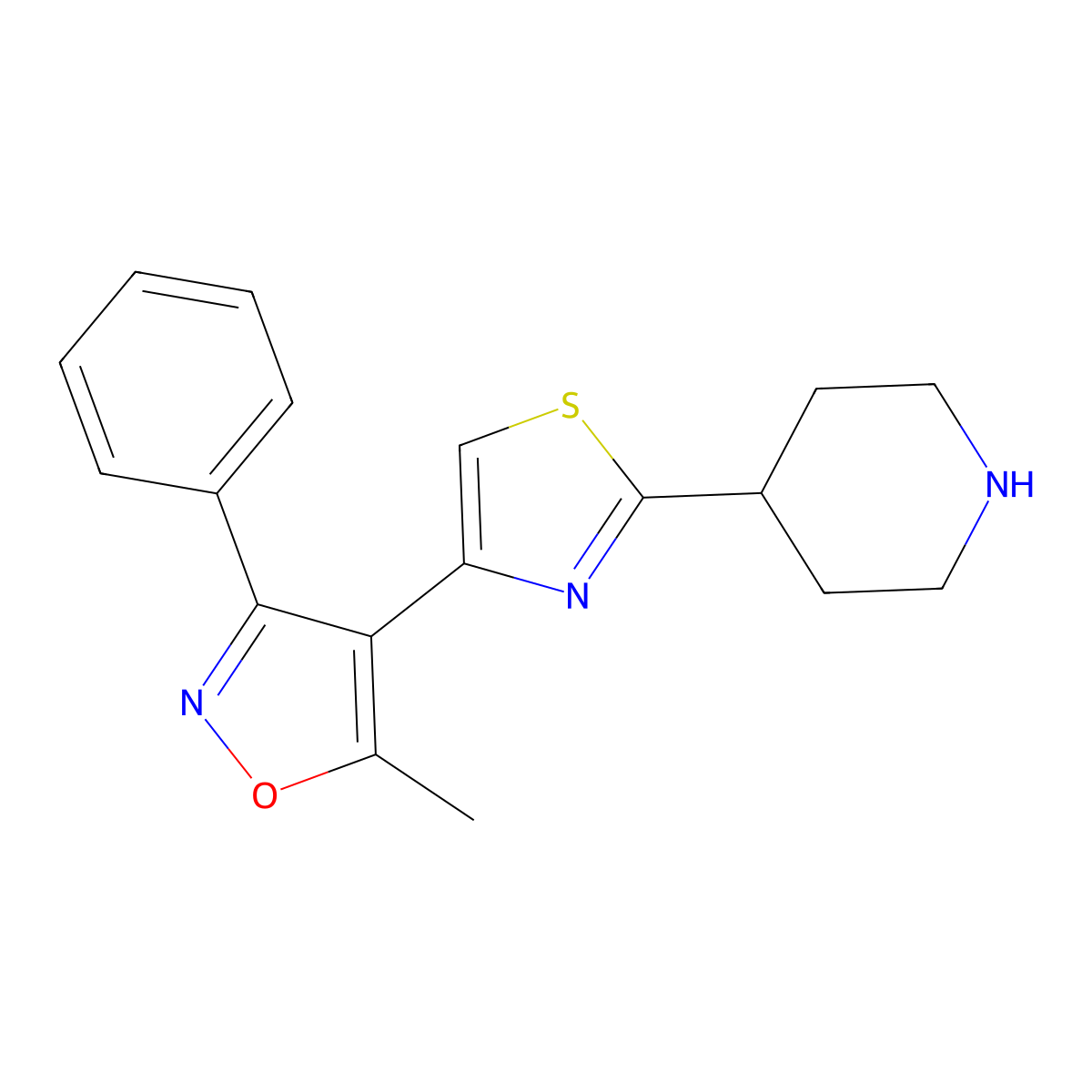 4-[4-(5-Methyl-3-phenyl-4-isoxazolyl)-2-thiazolyl]-piperidine molecular structure, CAS 1070176-30-5