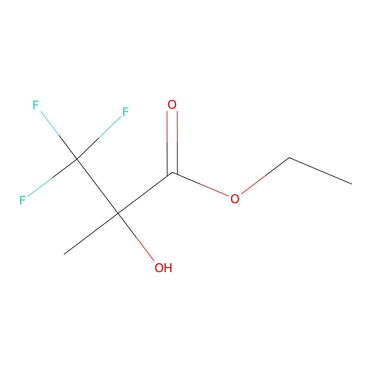 Ethyl 3,3,3-trifluoro-2-hydroxy-2-methylpropanoate molecular structure, CAS 107018-39-3
