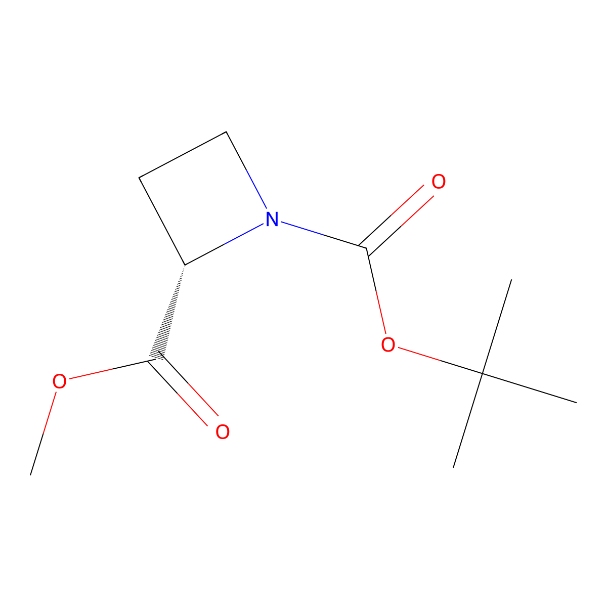 (S)-Azetidine-1,2-dicarboxylic acid 1-tert-butyl ester 2-methyl ester molecular structure, CAS 107020-12-2