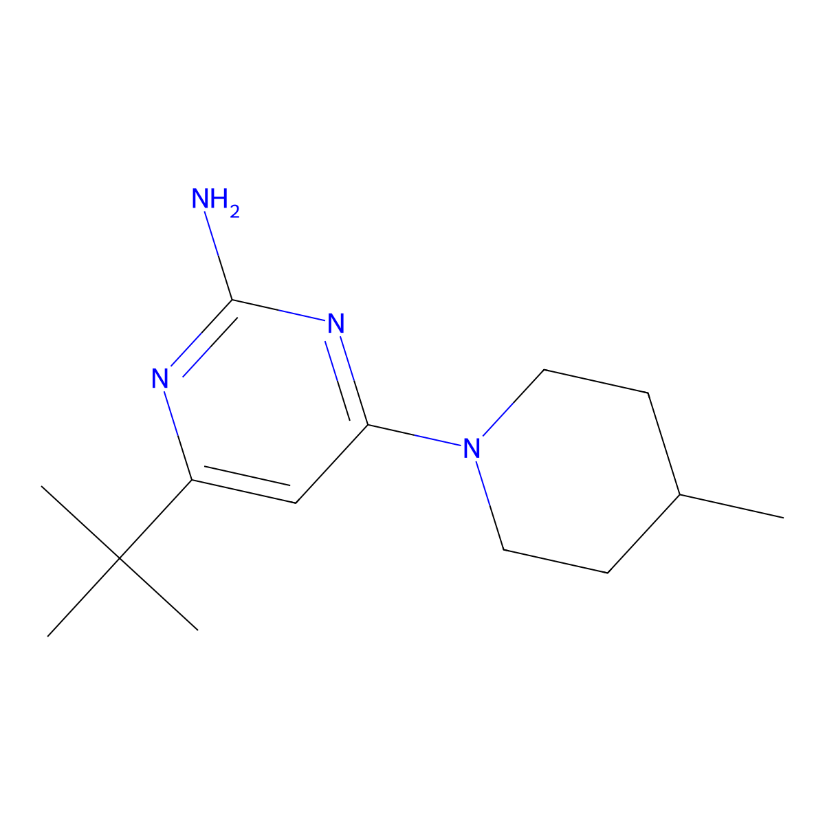 2-Amino-4-(4-methylpiperidin-1-yl)-6-(tert-butyl)pyrimidine molecular structure, CAS 1070214-92-4