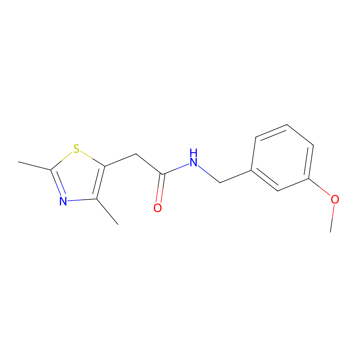 2-(2,4-dimethyl-1,3-thiazol-5-yl)-N-[(3-methoxyphenyl)methyl]acetamide molecular structure, CAS 1070224-07-5
