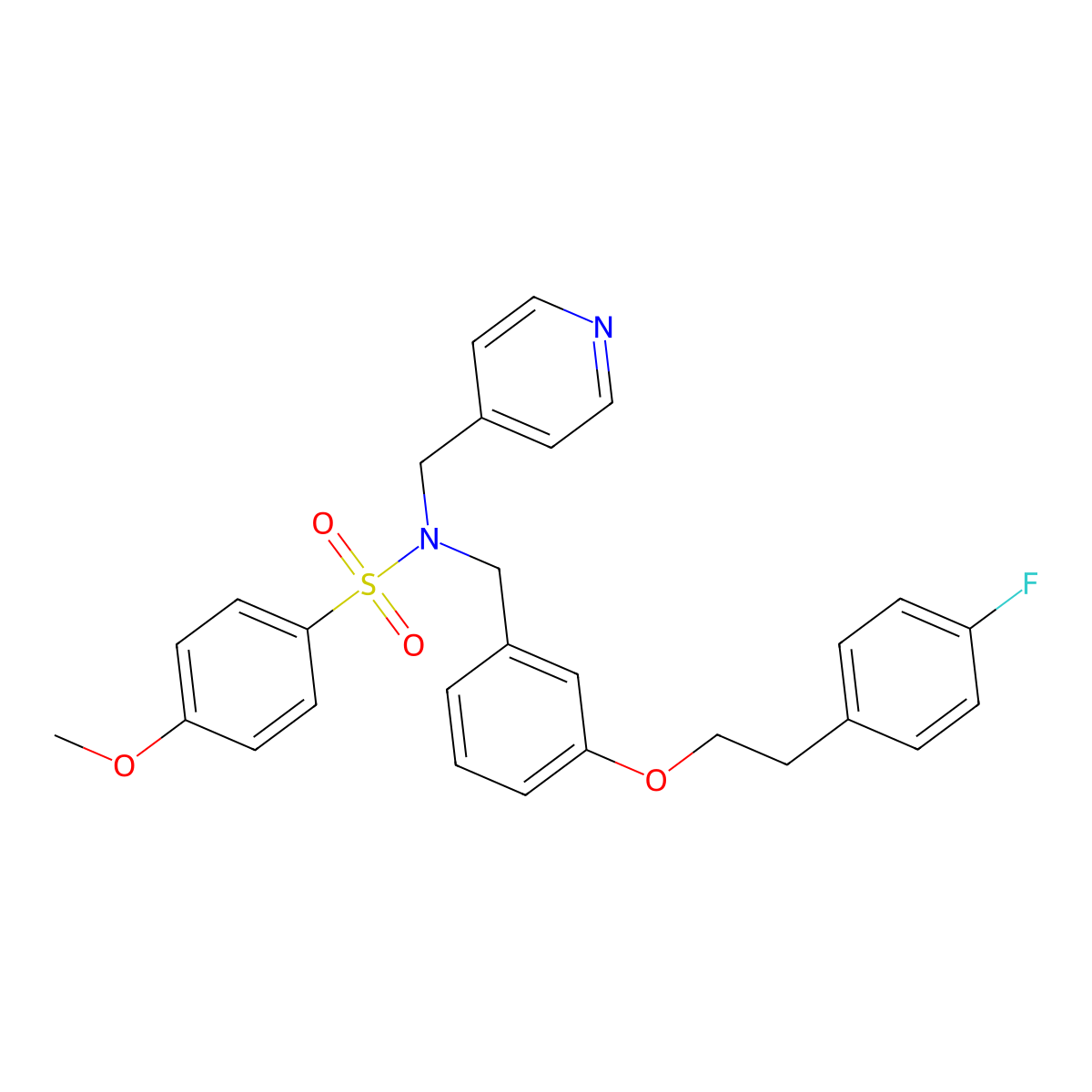 N-(3-(4-Fluorophenethoxy)benzyl)-4-methoxy-N-(pyridin-4-ylmethyl)benzenesulfonamide molecular structure, CAS 1070248-26-8