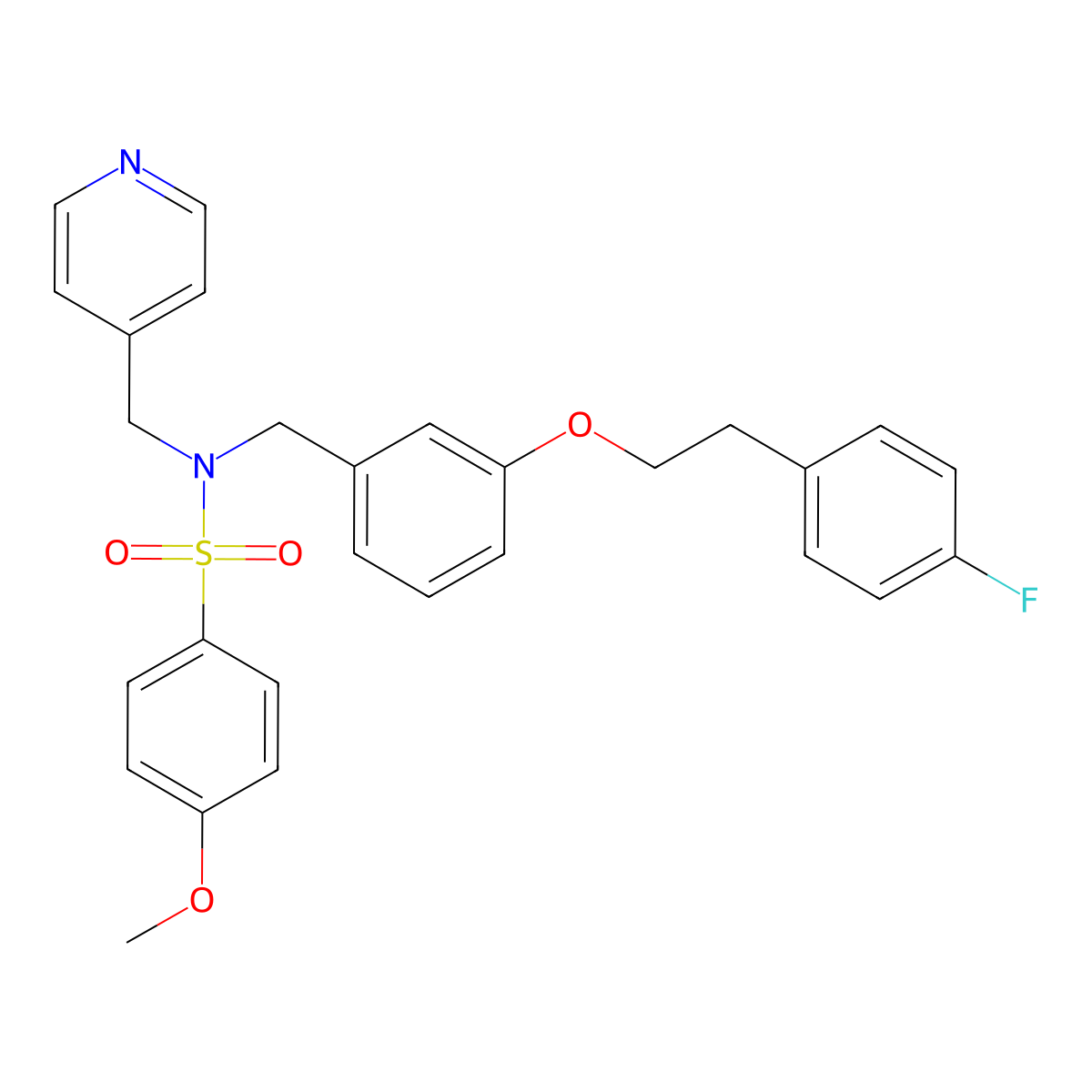 N-(3-(4-Fluorophenethoxy)benzyl)-4-methoxy-N-(pyridin-4-ylmethyl)benzenesulfonamide molecular structure, CAS 1070248-26-8