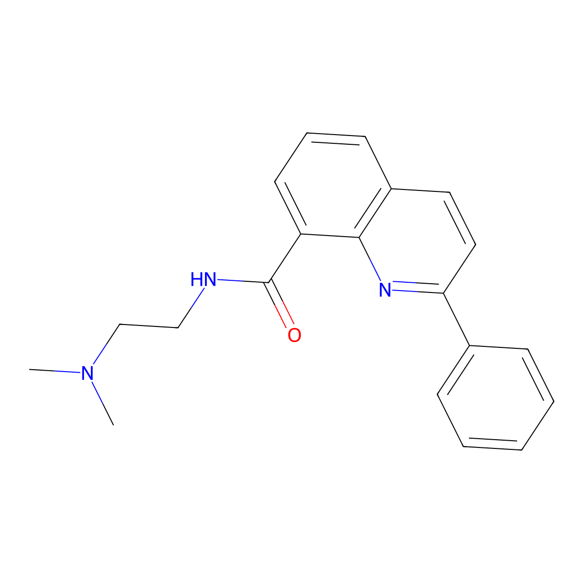 8-Quinolinecarboxamide, N-(2-(dimethylamino)ethyl)-2-phenyl- molecular structure, CAS 107027-12-3