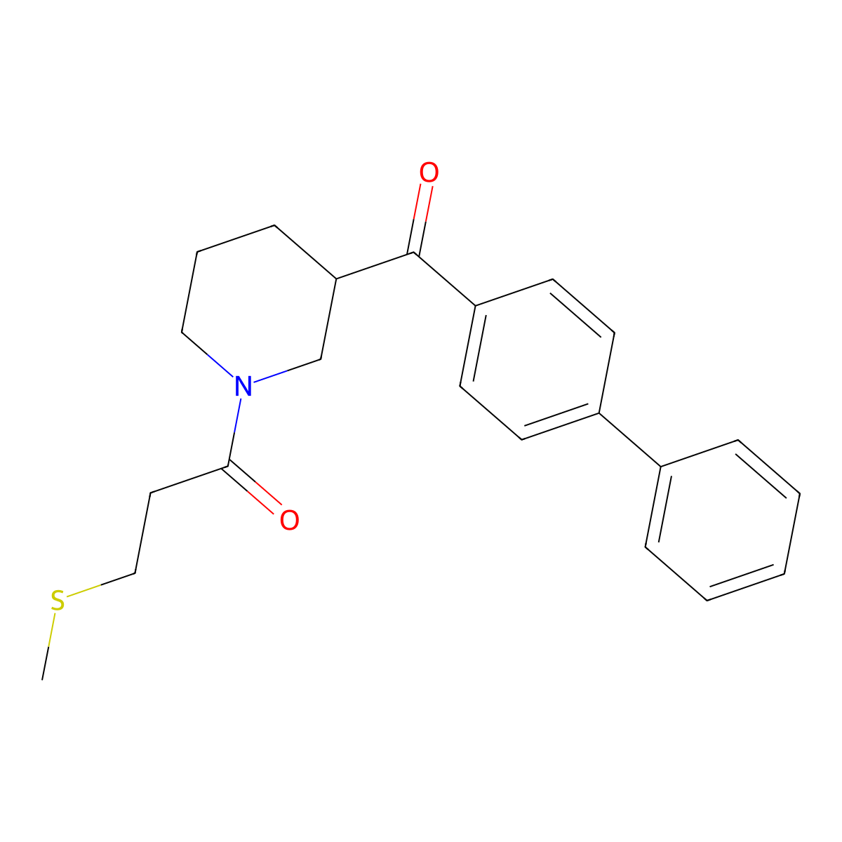 4-Biphenylyl{1-[3-(methylthio)propanoyl]-3-piperidinyl}methanone molecular structure, CAS 1070292-83-9