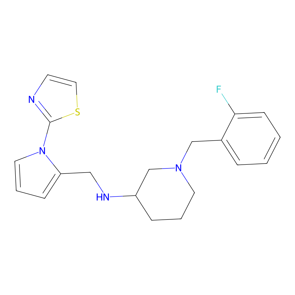 1-(2-fluorobenzyl)-N-{[1-(1,3-thiazol-2-yl)-1H-pyrrol-2-yl]methyl}-3-piperidinamine molecular structure, CAS 1070300-35-4