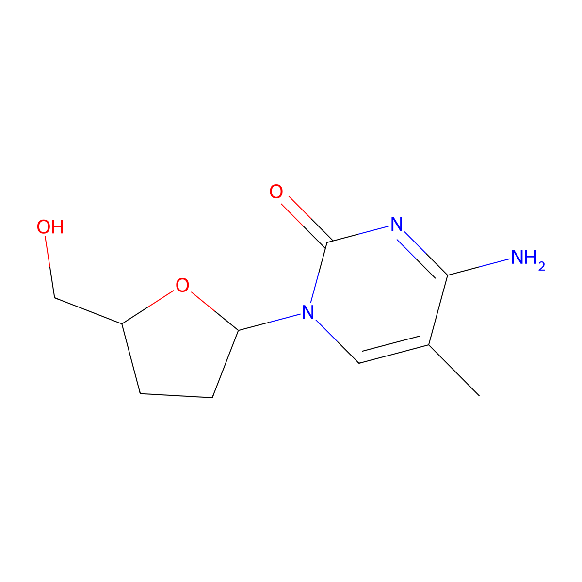 2',3'-Dideoxy-5-methylcytidine molecular structure, CAS 107036-56-6