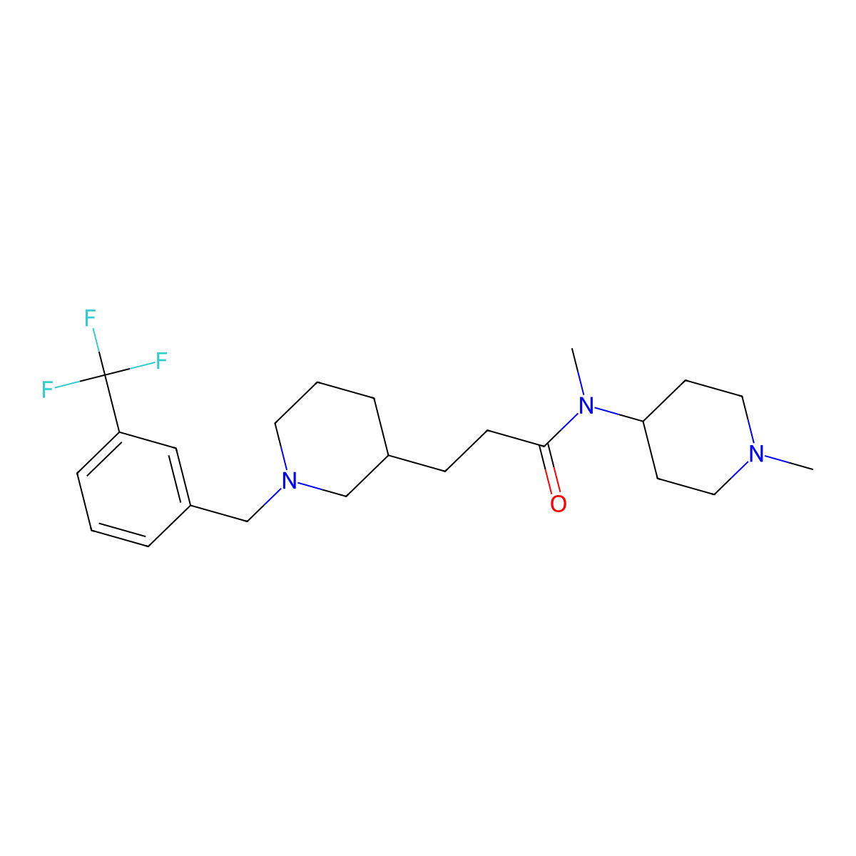 N-methyl-N-(1-methyl-4-piperidinyl)-3-{1-[3-(trifluoromethyl)benzyl]-3-piperidinyl}propanamide molecular structure, CAS 1070377-36-4