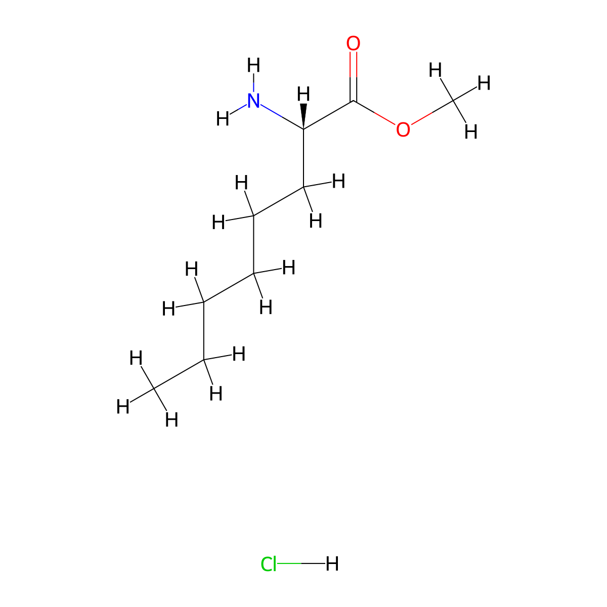 (S)-Methyl 2-aminooctanoate hydrochloride molecular structure, CAS 1070433-16-7