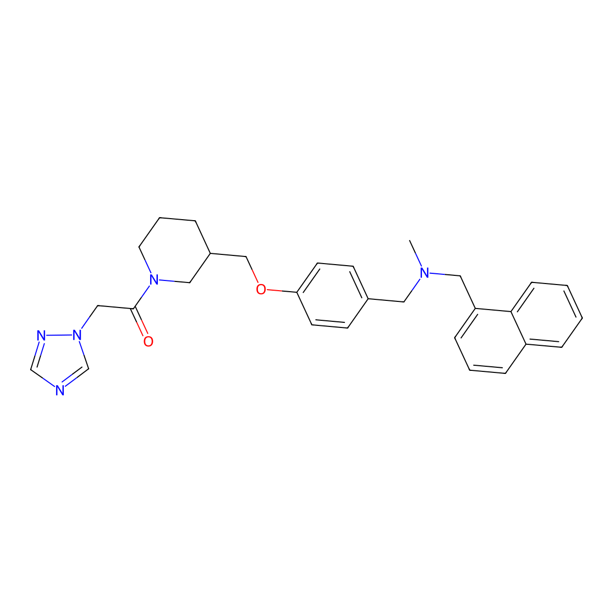 N-methyl-1-(1-naphthyl)-N-(4-{[1-(1H-1,2,4-triazol-1-ylacetyl)-3-piperidinyl]methoxy}benzyl)methanamine molecular structure, CAS 1070453-05-2