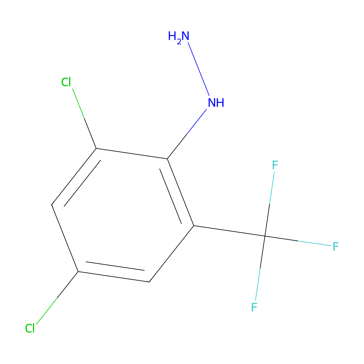 (2,4-Dichloro-6-(trifluoromethyl)phenyl)hydrazine molecular structure, CAS 107047-29-0
