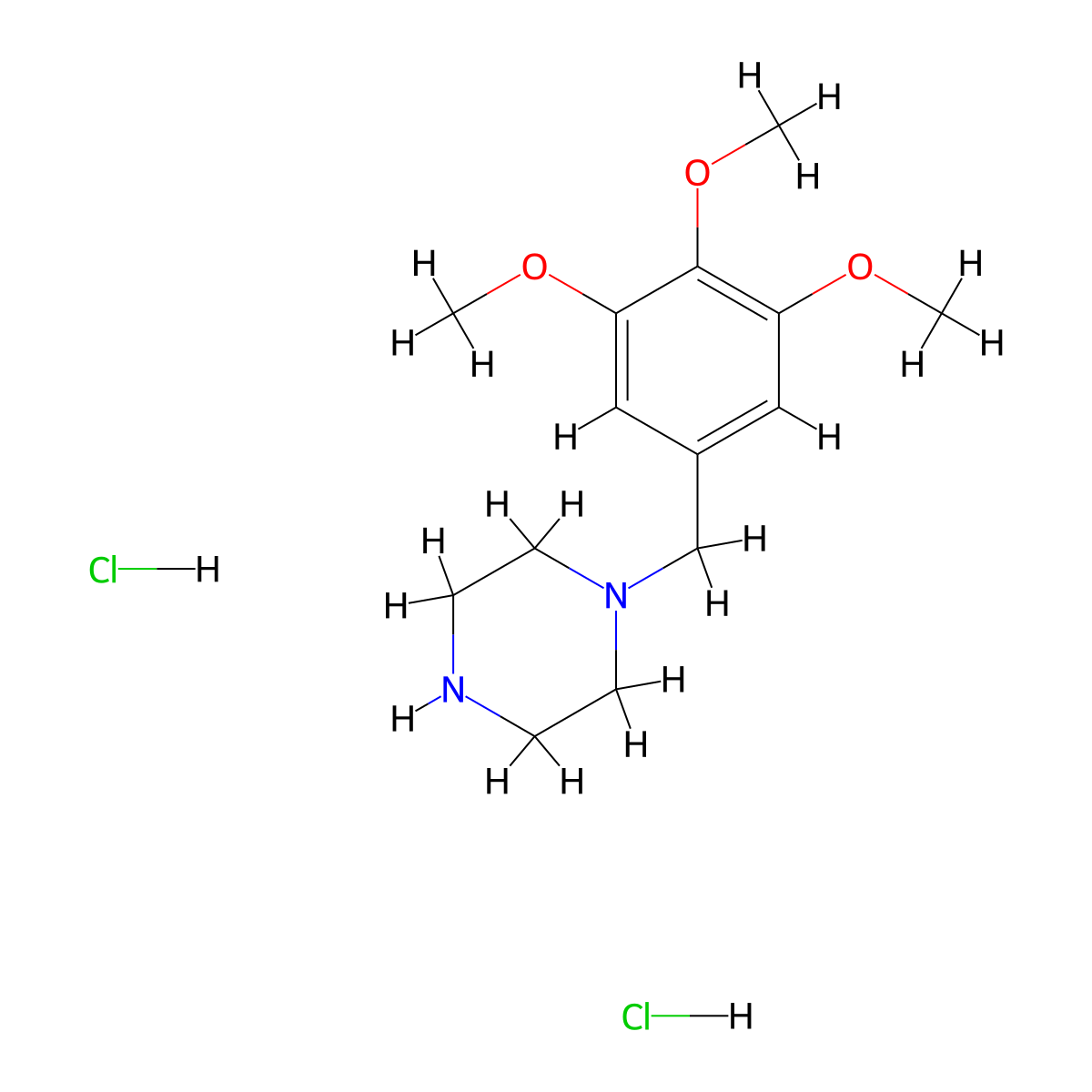 1-[(3,4,5-Trimethoxyphenyl)methyl]piperazine;dihydrochloride molecular structure, CAS 107049-57-0