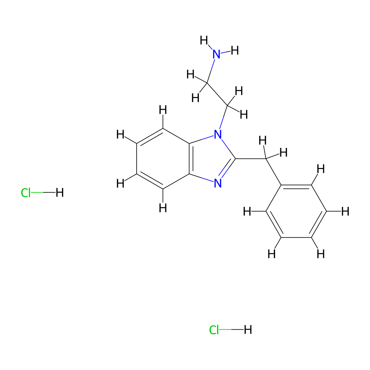2-(2-benzyl-1H-benzo[d]imidazol-1-yl)ethanamine dihydrochloride molecular structure, CAS 107059-83-6