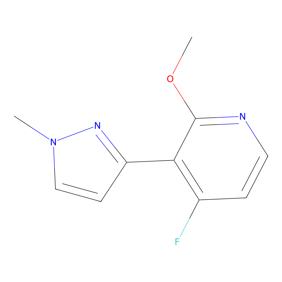 4-Fluoro-2-methoxy-3-(1-methyl-1H-pyrazol-3-yl)pyridine molecular structure, CAS 1070599-03-9