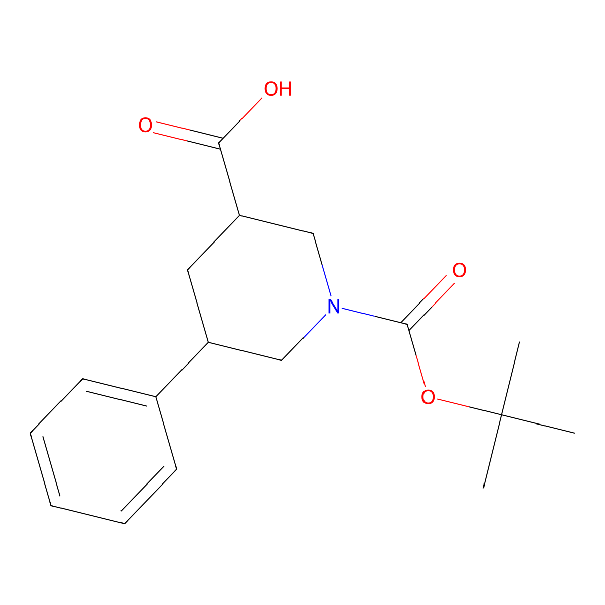 (3R)-5alpha-Phenylpiperidine-1,3alpha-dicarboxylic acid 1-tert-butyl ester molecular structure, CAS 1070661-25-4
