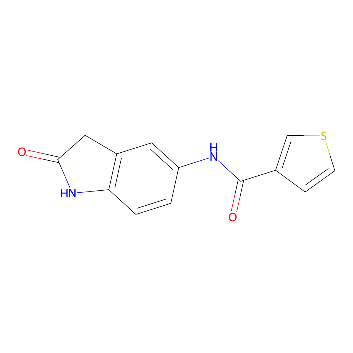 N-(2-oxoindolin-5-yl)thiophene-3-carboxamide molecular structure, CAS 1070695-19-0