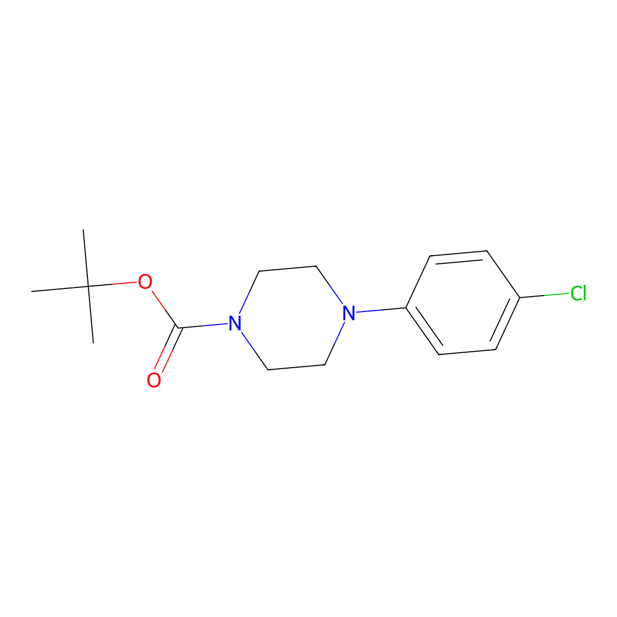 Tert-butyl 4-(4-chlorophenyl)piperazine-1-carboxylate molecular structure, CAS 1070716-32-3