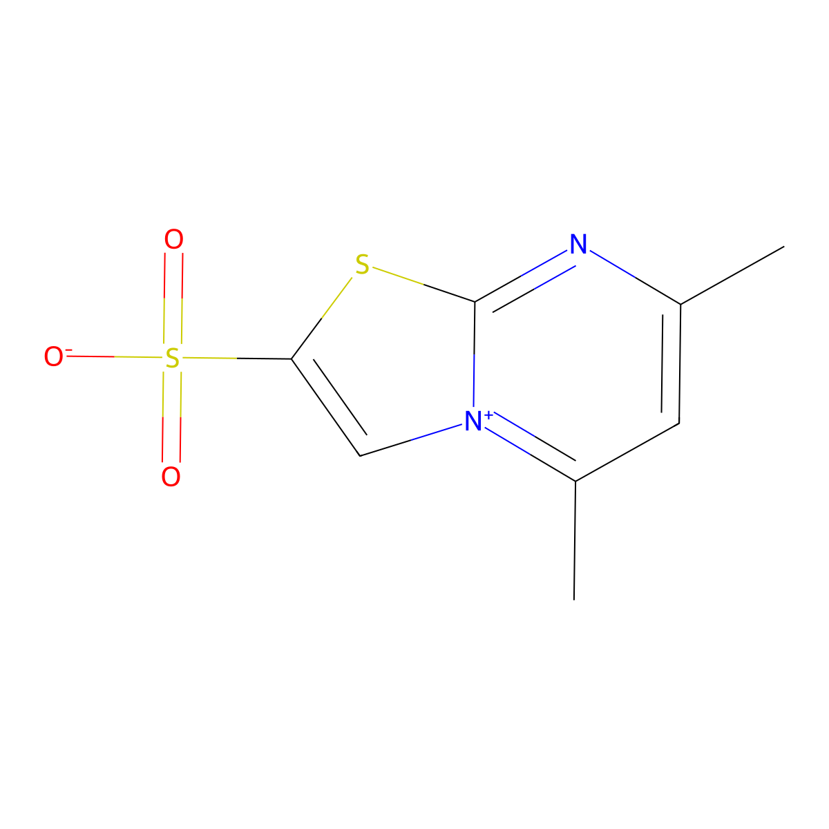 Thiazolo(3,2-a)pyrimidin-4-ium, 5,7-dimethyl-2-sulfo-, hydroxide molecular structure, CAS 107072-33-3